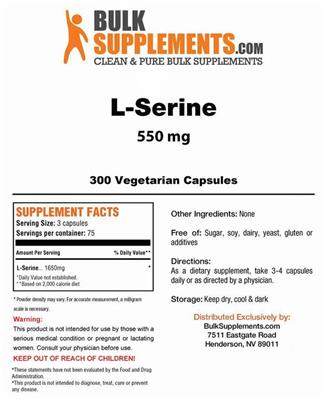 Photo of the BulkSupplements.com L-Serine 550 mg label