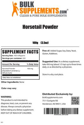 Photo of the BulkSupplements.com Horsetail Powder label