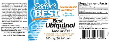 Photo of the Doctor's Best Best Ubiquinol 200 mg label