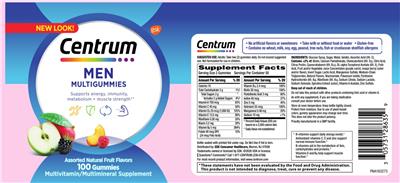 Photo of the Centrum Centrum Men Multigummies label