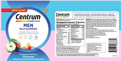 Photo of the Centrum Centrum Men Multigummies label
