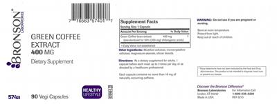 Photo of the Bronson Laboratories Green Coffee Extract 400 mg label