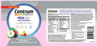 Photo of the Centrum Centrum Men 50+ Multigummies label