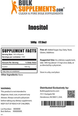Photo of the BulkSupplements.com Inositol label