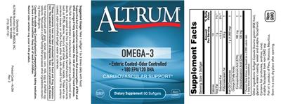 Photo of the Altrum Omega-3 label