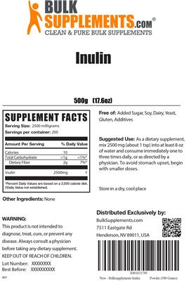 Photo of the BulkSupplements.com Inulin label