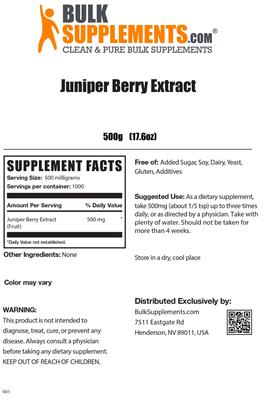 Photo of the BulkSupplements.com Juniper Berry Extract label