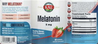 Photo of the KAL Melatonin 5 mg Strawberry label