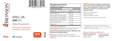 Photo of the Bronson Laboratories Krill Oil 500 mg label