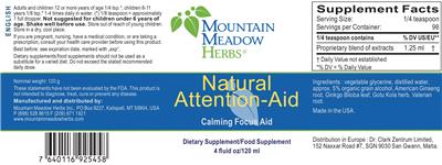Photo of the Mountain Meadow Herbs Natural Attention-Aid label