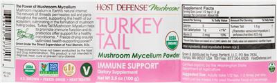 Photo of the Host Defense Mushrooms Turkey Tail label