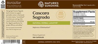 Photo of the Nature's Sunshine Cascara Sagrada label