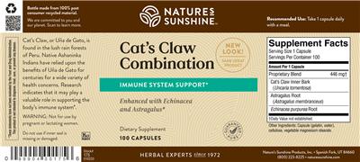 Photo of the Nature's Sunshine Cat's Claw Combination label