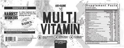 Photo of the Axe & Sledge Supplements Multi Vitamin label