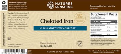 Photo of the Nature's Sunshine Chelated Iron label