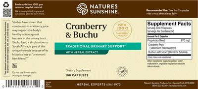 Photo of the Nature's Sunshine Cranberry & Buchu label
