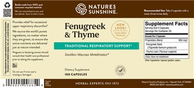 Photo of the Nature's Sunshine Fenugreek & Thyme label