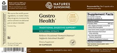 Photo of the Nature's Sunshine Gastro Health label
