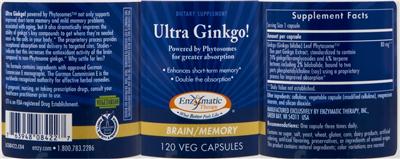Photo of the Enzymatic Therapy Ultra Ginkgo! label