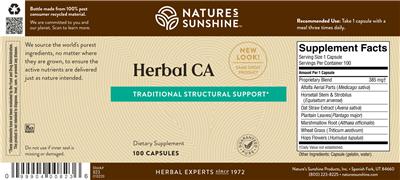 Photo of the Nature's Sunshine Herbal CA label