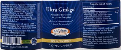 Photo of the Enzymatic Therapy Ultra Ginkgo! label