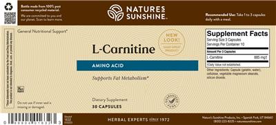Photo of the Nature's Sunshine L-Carnitine label