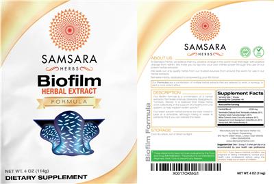 Photo of the Samsara Herbs Biofilm Herbal Extract label