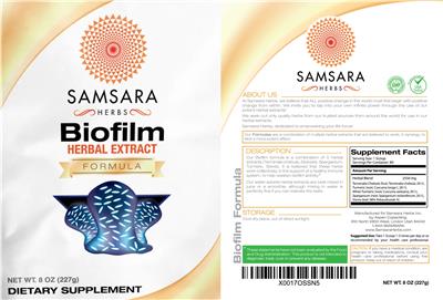 Photo of the Samsara Herbs Biofilm label