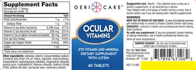 Photo of the Geri-Care Ocular Vitamins label