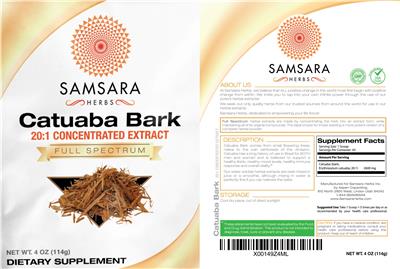 Photo of the Samsara Herbs Catuaba Bark 20:1 Concentrated Extract label