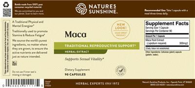 Photo of the Nature's Sunshine Maca label