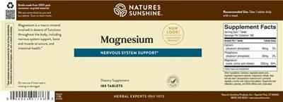 Photo of the Nature's Sunshine Magnesium label