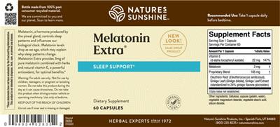 Photo of the Nature's Sunshine Melatonin Extra label