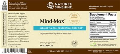 Photo of the Nature's Sunshine Mind-Max label