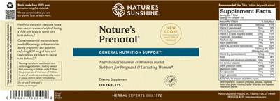 Photo of the Nature's Sunshine Nature's Prenatal label