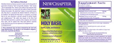 Product label for Supercritical Holy Basil