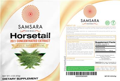 Photo of the Samsara Herbs Horsetail 20:1 Concentrated Extract label