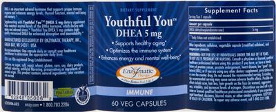 Photo of the Enzymatic Therapy Youthful You DHEA 5 mg label