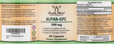 Photo of the Double Wood Supplements Alpha-GPC 300 mg label