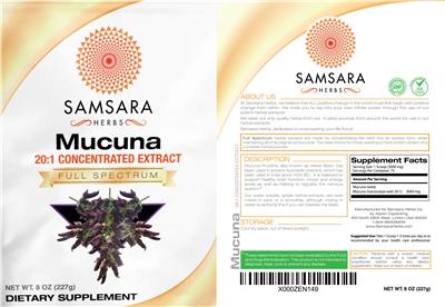 Photo of the Samsara Herbs Mucuna 20:1 Concentrated Extract label
