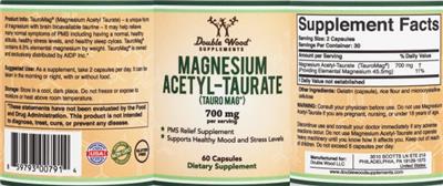 Photo of the Double Wood Supplements Magnesium Acetyl-Tuarate 700 mg label