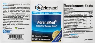 Photo of the NuMedica AdrenaMed label
