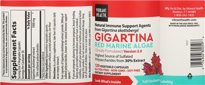 Photo of the Vibrant Health Gigartina Red Marine Algae label