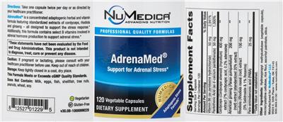 Photo of the NuMedica AdrenaMed label