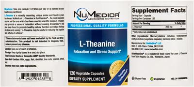 Photo of the NuMedica L-Theanine label