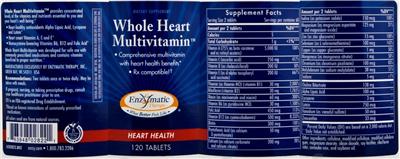 Photo of the Enzymatic Therapy Whole Heart Multivitamin label