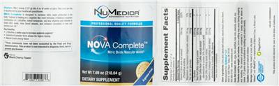 Photo of the NuMedica NOVA Complete Natural Black Cherry Flavor label