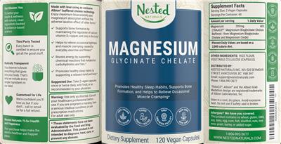 Photo of the Nested Naturals Magnesium 200 mg label