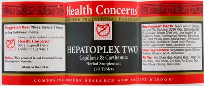 Photo of the Health Concerns Hepatoplex Two label