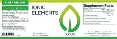 Photo of the Purium Ionic Elements label